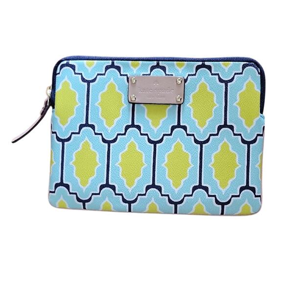 Kate Spade Geometric Blue and Yellow Tablet Holder / Zippered pouch - Picture 1 of 11